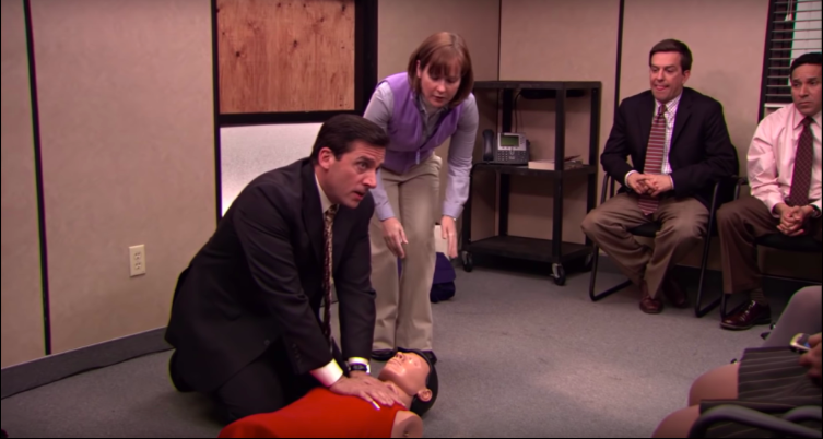 the office cpr scene