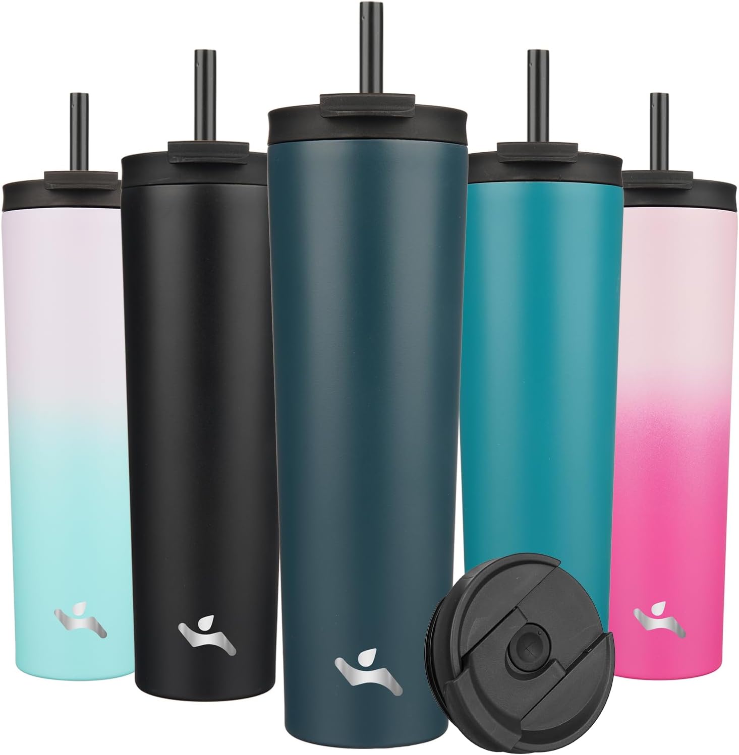 Konokyo 34 OZ Insulated Tumbler with Lid and 2 Straws Stainless Steel Water Bottle Vacuum Travel Mug Coffee Cup