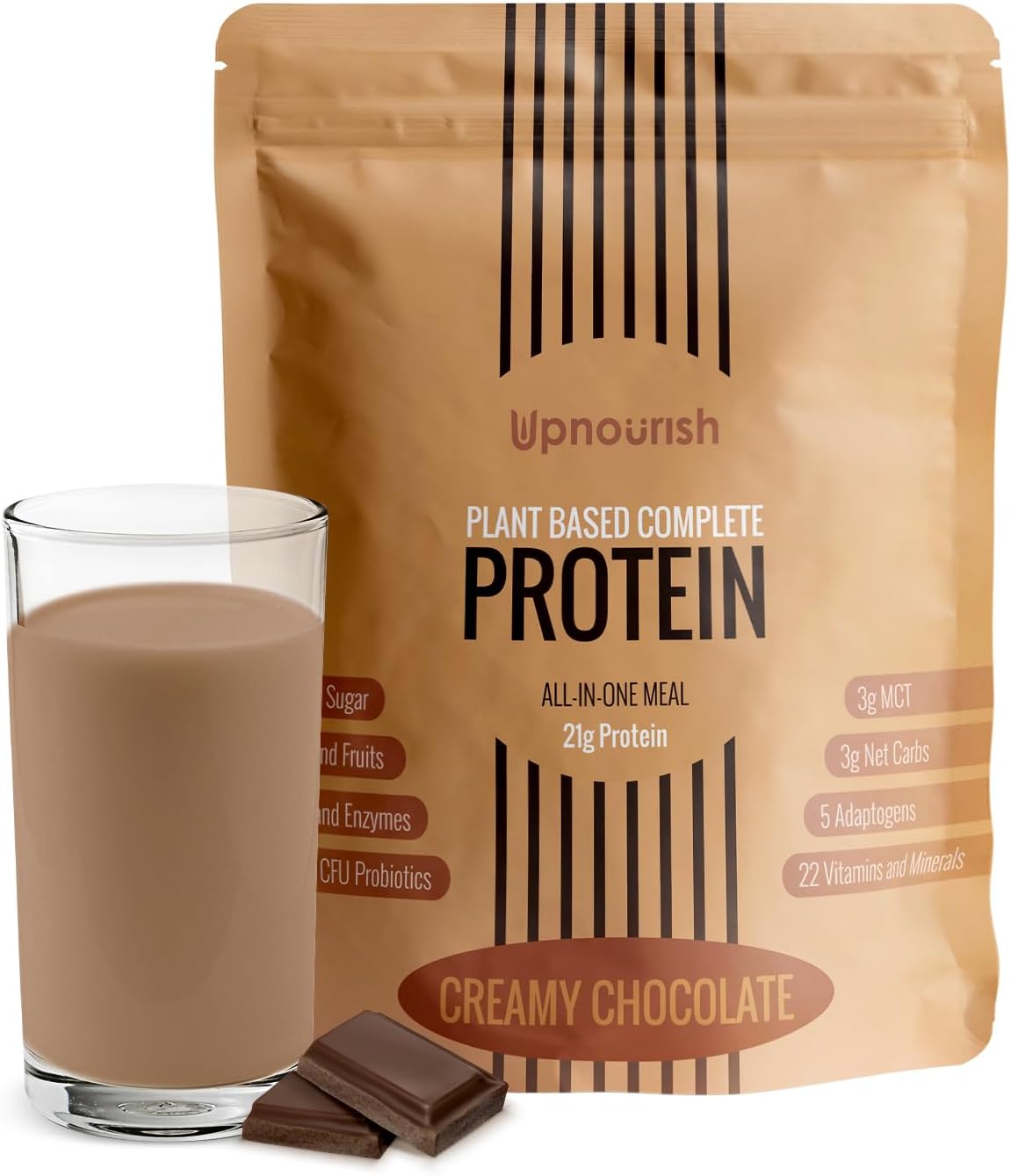 UpNourish Chocolate Vegan Protein Powder 54 Superfoods Powder