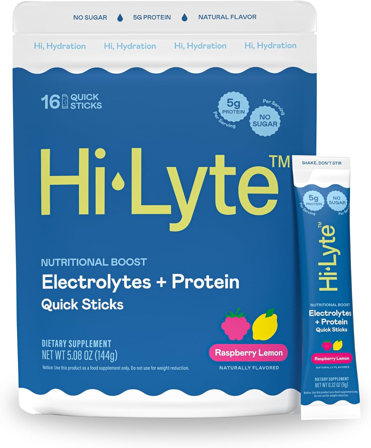 Hi-Lyte Electrolytes + Protein Quick Sticks Raspberry Lemon