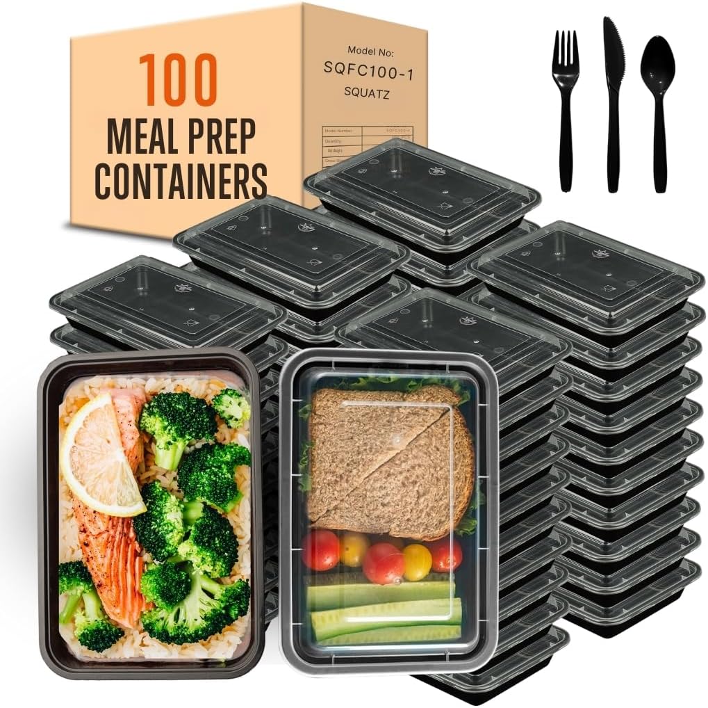 SQUATZ 100 Meal Prep Containers 33oz Reusable with Lid
