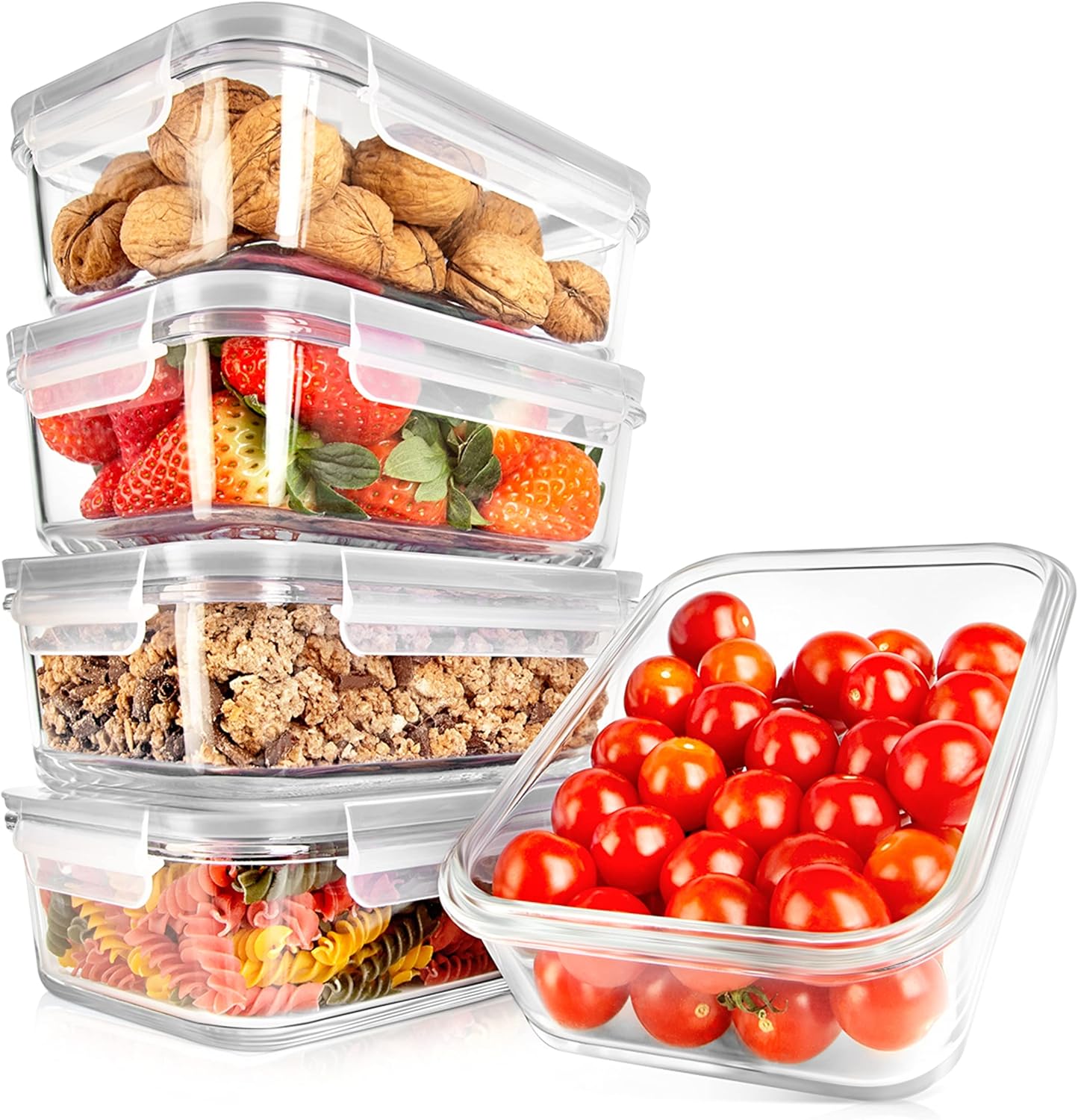 NutriChef 10-Piece Superior Glass Food Storage Containers Set
