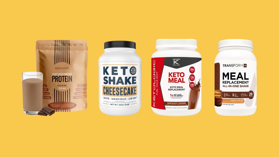 UpNourish Chocolate Vegan Protein Powder 54 Superfoods Powder, Cheesecake Keto Meal Replacement Shake, KetoLogic Keto Meal Replacement Shake Powder for Optimal Results, TransformHQ Meal Replacement Shake Powder 28 Servings