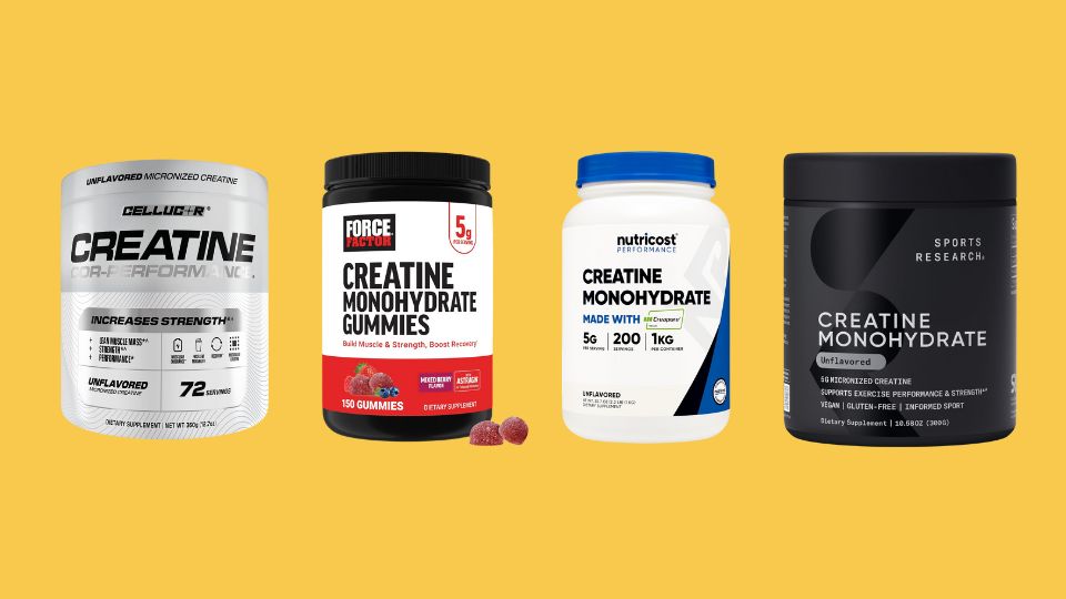 Cellucor Cor-Performance Creatine Monohydrate for Strength and Muscle Growth, Force Factor Creatine Monohydrate Gummies, Nutricost Creapure® Creatine Monohydrate Powder 1KG, Sports Research Creatine Monohydrate